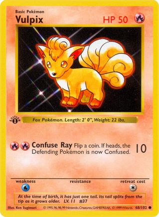 Vulpix 68 - Base Set Shadowless Unlimited