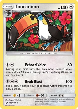 Toucannon 108/149 - Sun & Moon Reverse Holofoil