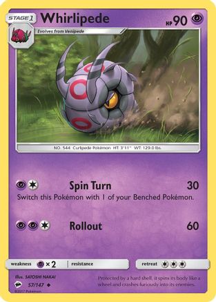 Whirlipede 57/147 - Burning Shadows Reverse Holofoil