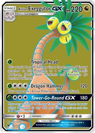 Alolan Exeggutor GX (Full Art) 107/111 - Crimson Invasion Holofoil