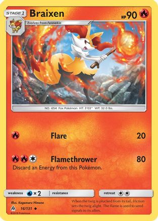 Braixen 16/131 - Forbidden Light Reverse Holofoil