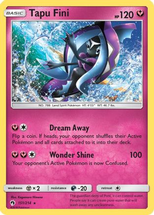 Tapu Fini 151/214 - Lost Thunder Reverse Holofoil