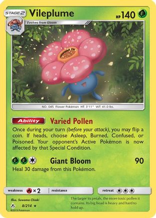 Vileplume 8/214 - Unbroken Bonds Reverse Holofoil