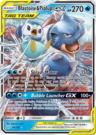 Blastoise & Piplup-GX 38/236 - Cosmic Eclipse Holofoil