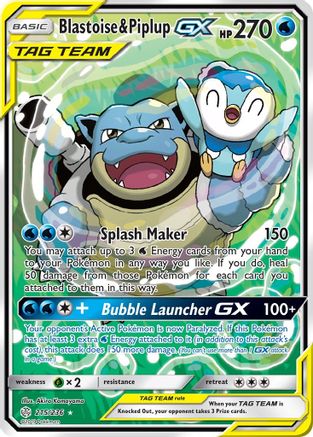 Blastoise & Piplup-GX 215/236 - Cosmic Eclipse Holofoil