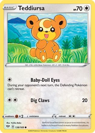 Teddiursa 138/189 - Darkness Ablaze Reverse Holofoil