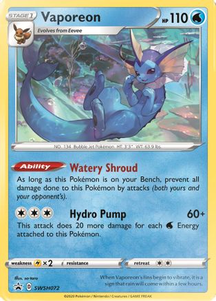 Vaporeon SWSH072/307 - SWSH Black Star Promos Holofoil