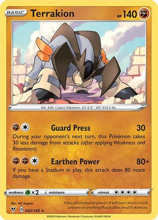 Terrakion 92/185 - Vivid Voltage Reverse Holofoil