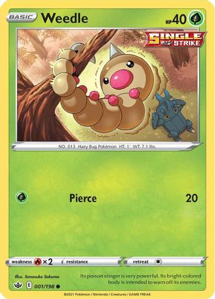 Weedle 1/198 - Chilling Reign Reverse Holofoil