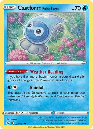 Castform Rainy Form 33/198 - Chilling Reign Reverse Holofoil