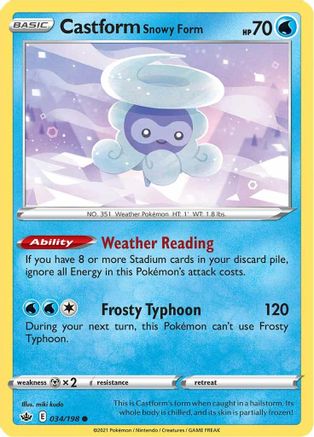 Castform Snowy Form 34/198 - Chilling Reign Reverse Holofoil