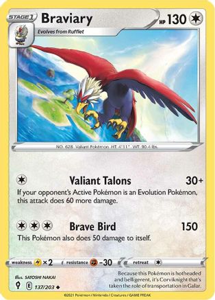 Braviary 137/203 - Evolving Skies Reverse Holofoil