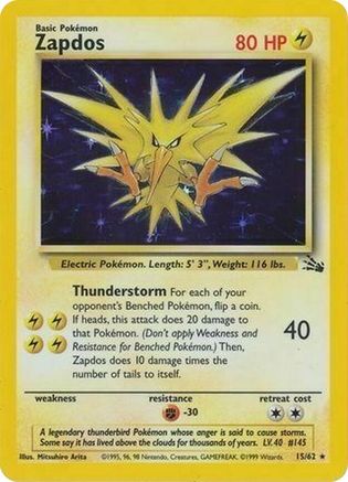 Zapdos - 15/62 (Cosmos Holo) 15 - Miscellaneous Cards & Products Holofoil