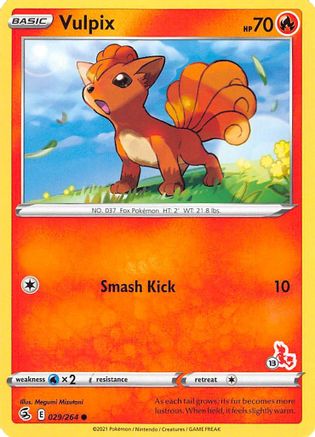 Vulpix - 029/264 (#13 Cinderace Stamped) 29 - Battle Academy 2022