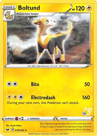 Boltund - 076/202 (#16 Pikachu Stamped) 76 - Battle Academy 2022