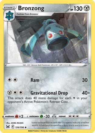 Bronzong 126/196 - Lost Origin Reverse Holofoil