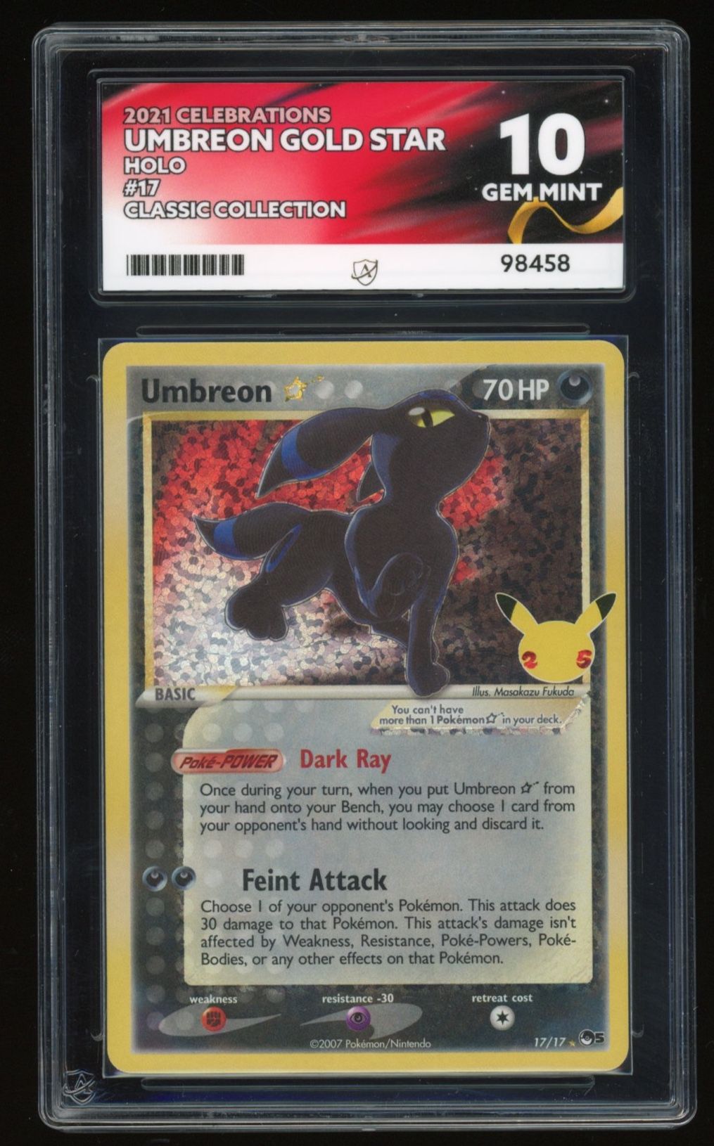 Umbreon Gold Star - Holo - 17/17 - Celebrations Classic Collection - ACE 10