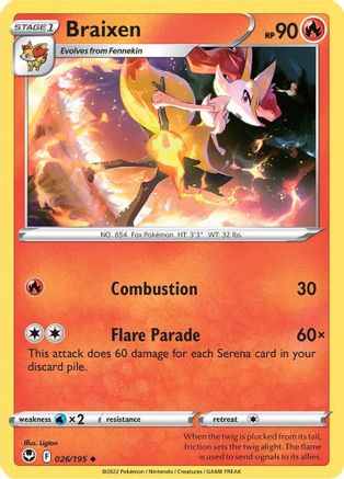 Braixen 26/195 - Silver Tempest Reverse Holofoil