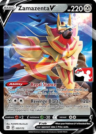 Zamazenta V - 105/172 105 - Prize Pack Series Cards Holofoil