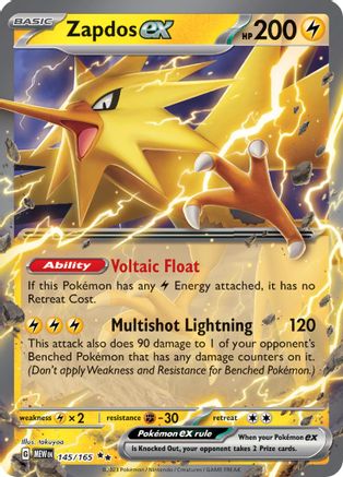 Zapdos ex - 145/165 145 - SV Scarlet and Violet 151 Holofoil