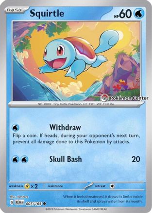 Squirtle - 007/165 (Pokemon Center Exclusive) 7 - SV Scarlet & Violet Promo Cards Reverse Holofoil