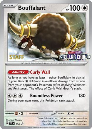 Bouffalant - SVP136 [Staff] 136 - SV Scarlet & Violet Promo Cards Reverse Holofoil