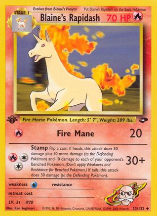 Blaine's Rapidash 33/132 - Gym Challenge 1st Edition