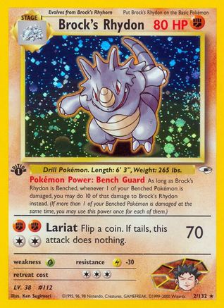 Brock's Rhydon 2/132 - Gym Heroes 1st Edition Holofoil