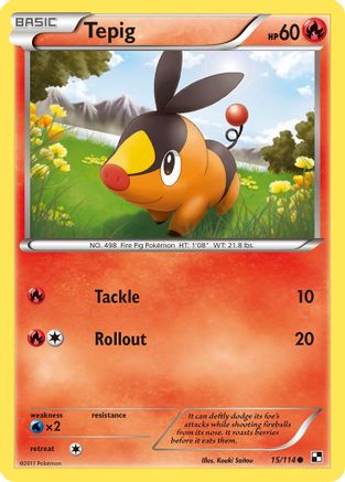 Tepig 15/114 - Black & White Reverse Holofoil