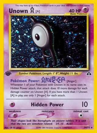 Unown [A] 14/75 - Neo Discovery 1st Edition Holofoil