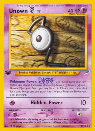 Unown [G] 27/105 - Neo Destiny 1st Edition