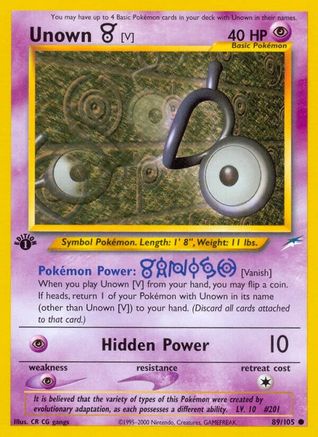 Unown [V] 89/105 - Neo Destiny 1st Edition