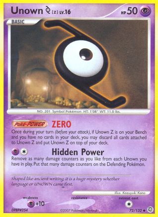 Unown Z 72/132 - Secret Wonders