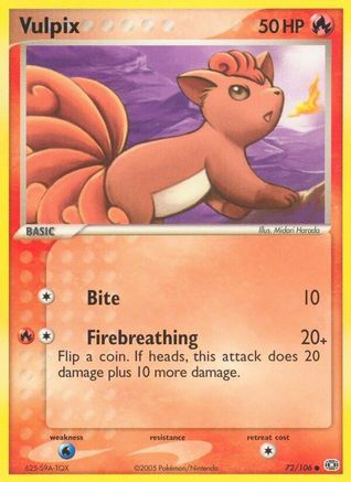 Vulpix 72/106 - Emerald Reverse Holofoil