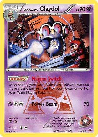 Team Magma's Claydol 11/34 - Double Crisis Holofoil