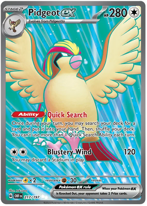 Pidgeot ex (217/197) Ultra Rare - Obsidian Flames - PokeRand