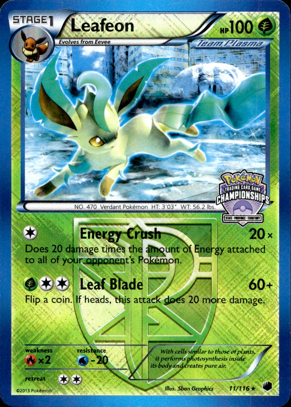 Leafeon City Championship (11/116) - Plasma Freeze - Light Play