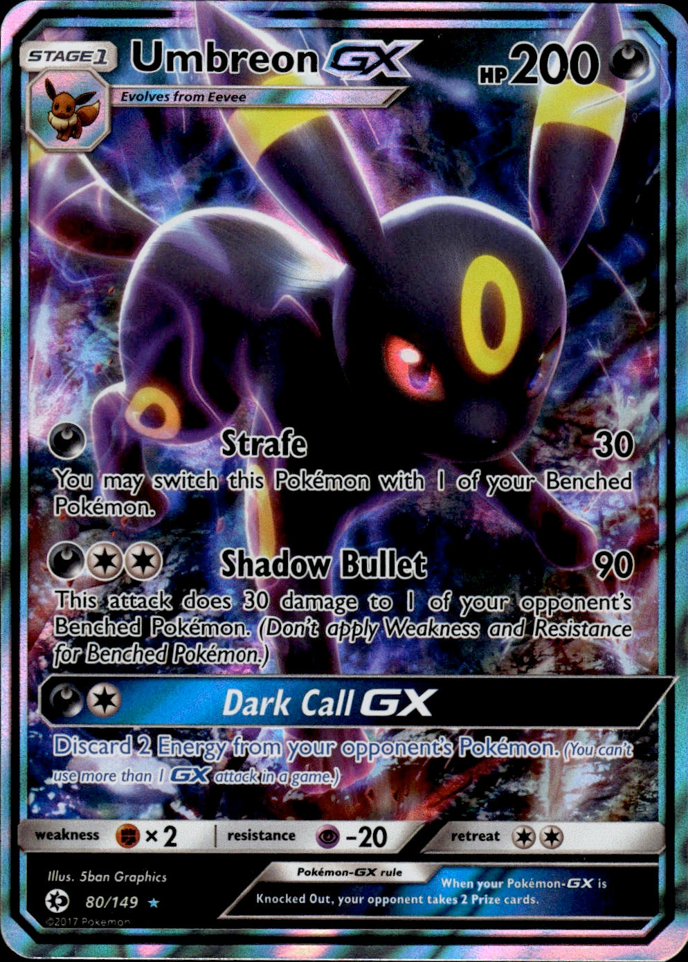 Umbreon GX (80/149) - Sun & Moon Base - Near Mint