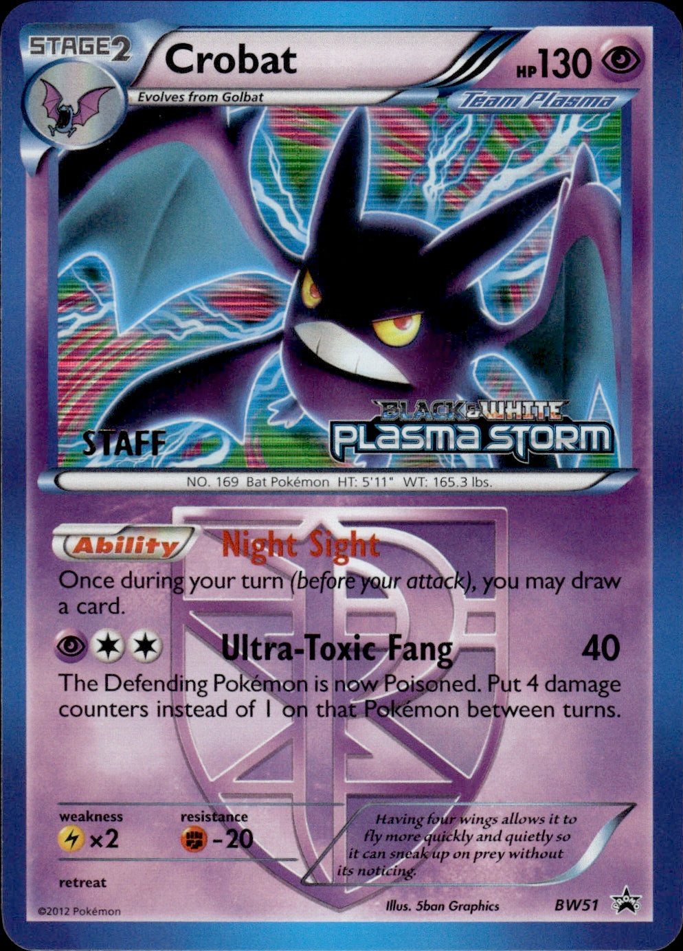 Crobat (STAFF) (BW51) - Black Star Promo - Light Play