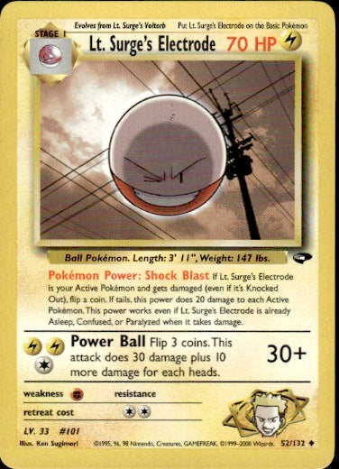 Lt. Surge's Electrode Uncommon 52/132 Gym Challenge