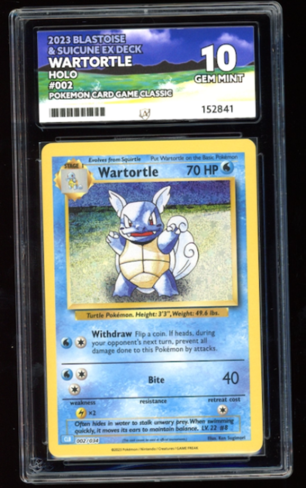 Blastoise & Suicine EX Deck Wartortle Holo 002/034  ACE 10 Gem Mint - PokeRand