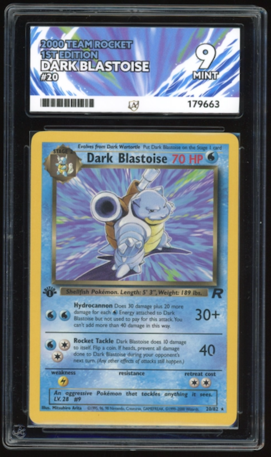 2000 Team Rocket 1st Edition Dark Blastoise 20/82  ACE 9 Mint