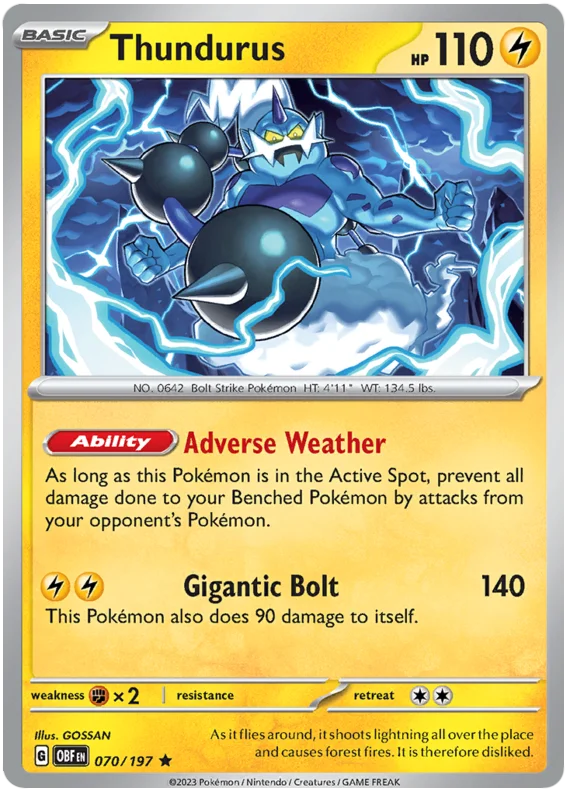 Thundurus Holo (070/197) - Obsidian Flames - PokeRand