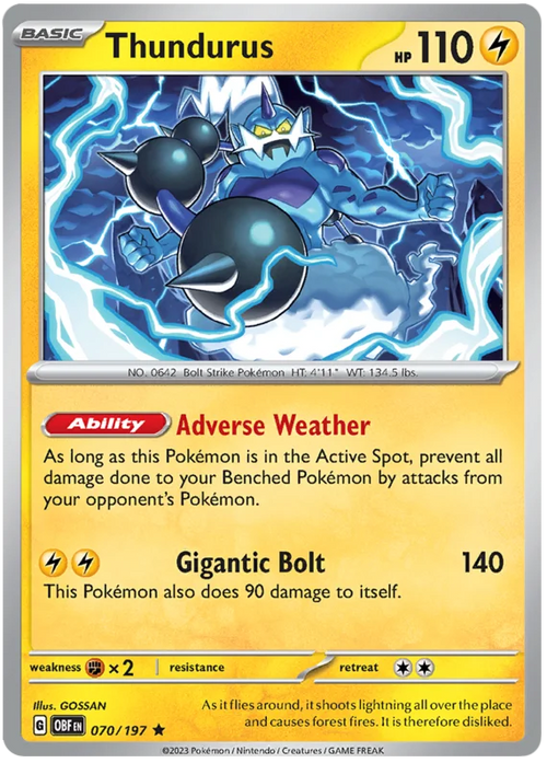 Thundurus Holo (070/197) - Obsidian Flames - PokeRand