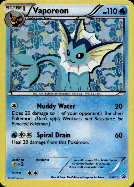 Vaporeon (BW89) - Black Star Promo - Light Play