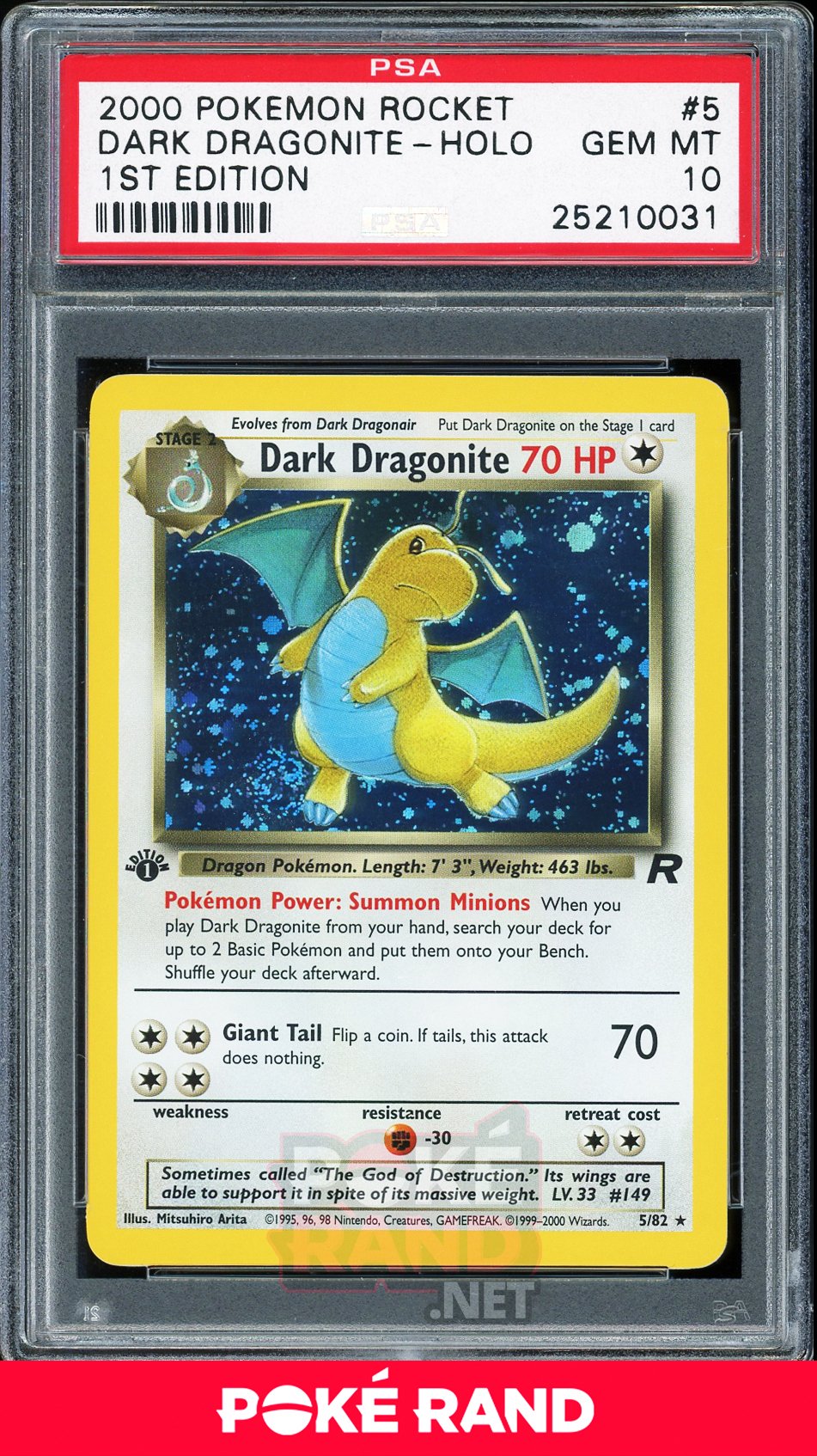 Dark Dragonite 1st Edition - PSA 10 - Team Rocket - PokeRand