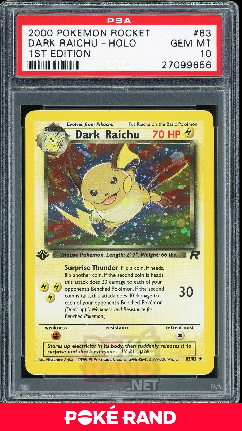 Dark Raichu 1st Edition - PSA 10 - Team Rocket - PokeRand