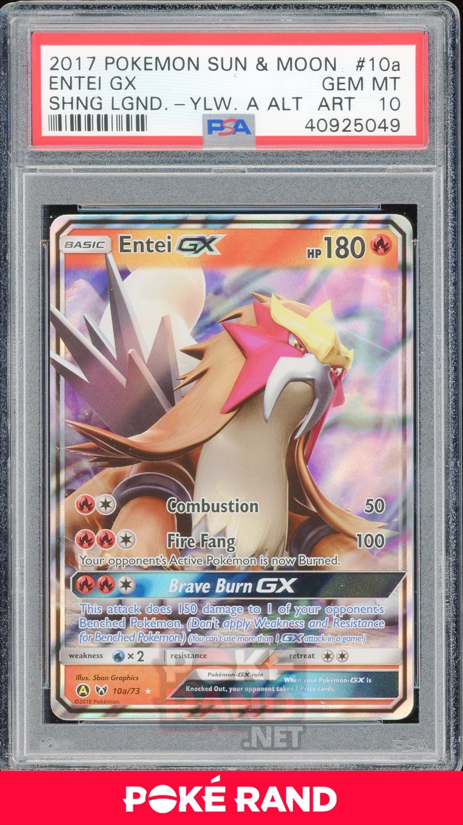 Entei GX (#10a) PSA 10 - Shining Legends - PokeRand