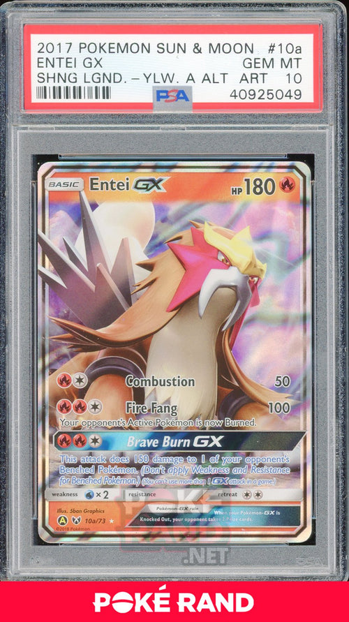 Entei GX (#10a) PSA 10 - Shining Legends - PokeRand