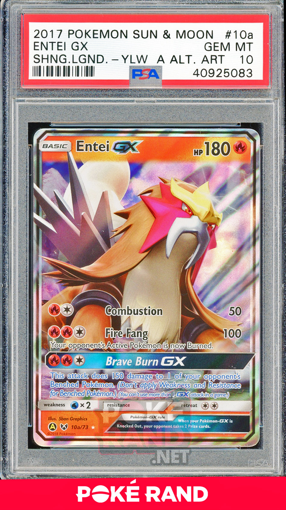 Entei GX (#10a) PSA 10 - Shining Legends - PokeRand